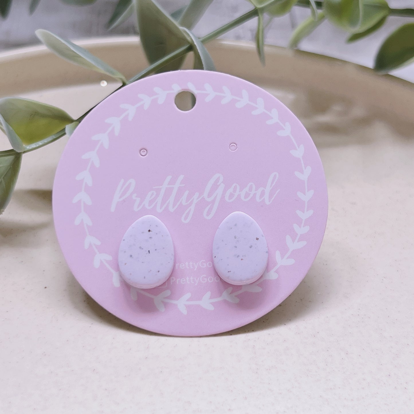 Handmade Pastel Purple Eggs Studs Earrings - by PrettyGood Singapore