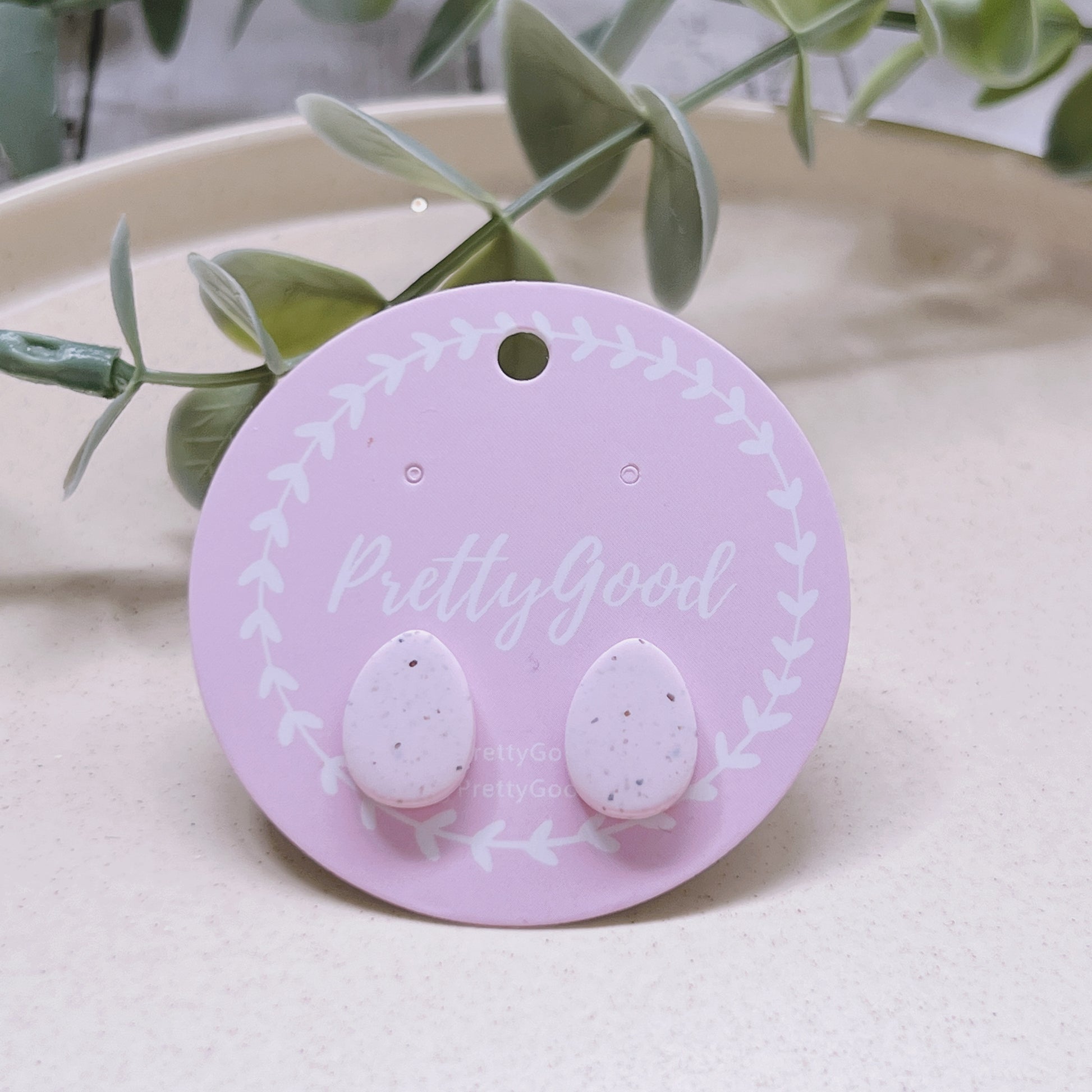 Handmade Pink Pastel Eggs Studs Earrings - Handmade in Singapore by PrettyGood