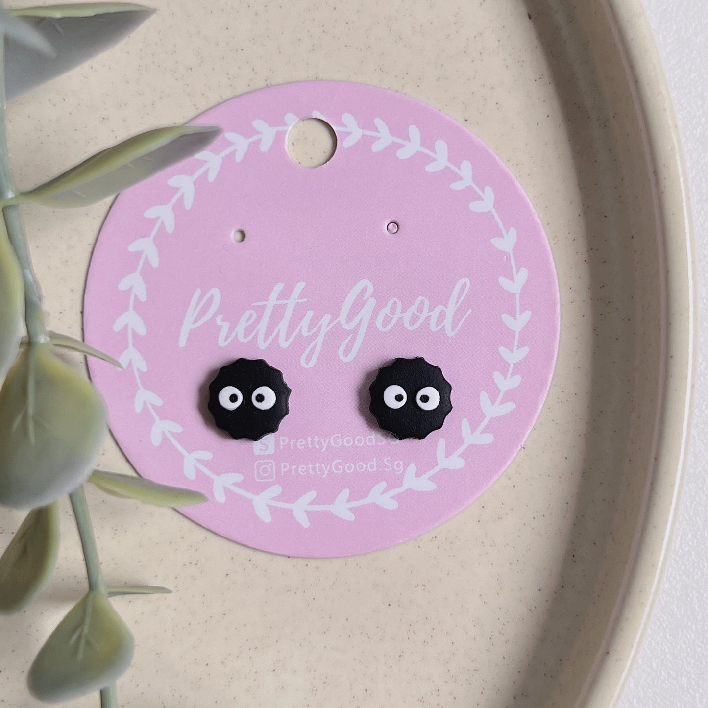 Soot Sprite Studs Earrings, Handcrafted Spirited Away Earrings, Little Black Studs, Cute Earrings