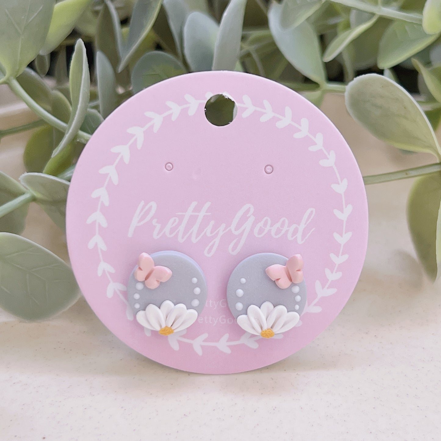 Floral Butterfly Studs Earrings, Handmade Easter Eggs Earrings